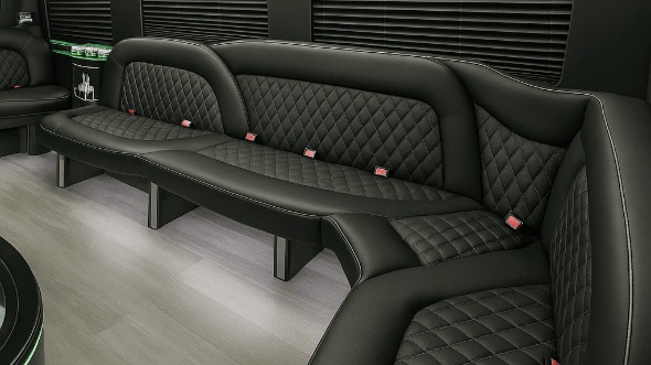 Interior of Burbank Party Bus Company's 14 Passenger Sprinter Limousine in Burbank