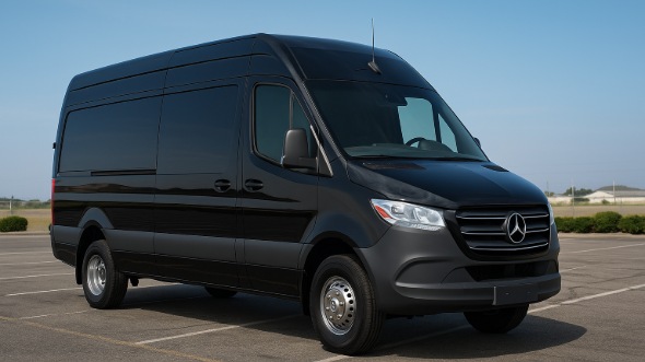 Exterior of Santa Clarita Party Bus Company's 14 Passenger Sprinter Limousine in Santa Clarita