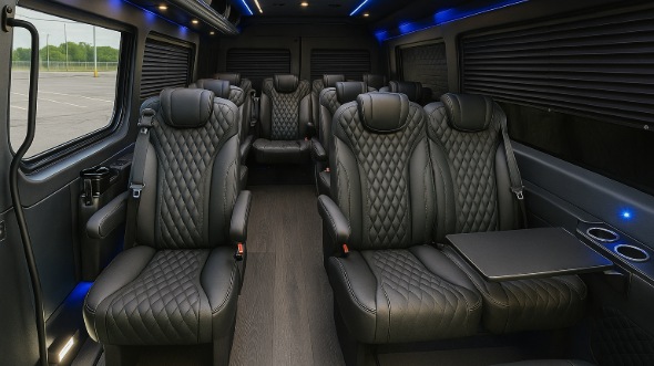 Interior of Simi Valley Party Bus Company's 18 Passenger Minibus in Simi Valley