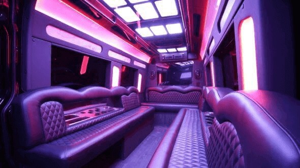 Interior of Simi Valley Party Bus Company's 18 Passenger Party Bus in Simi Valley