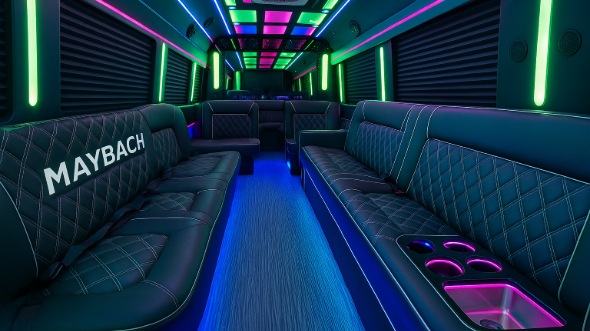 Interior of Oxnard Party Bus Company's 25 Passenger Party Bus in Oxnard
