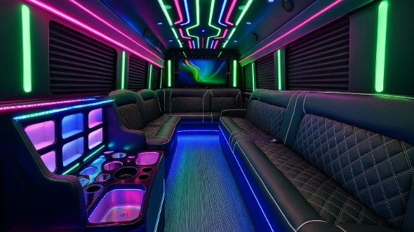 Interior of Ventura Party Bus Company's 25 Passenger Party Bus in Ventura