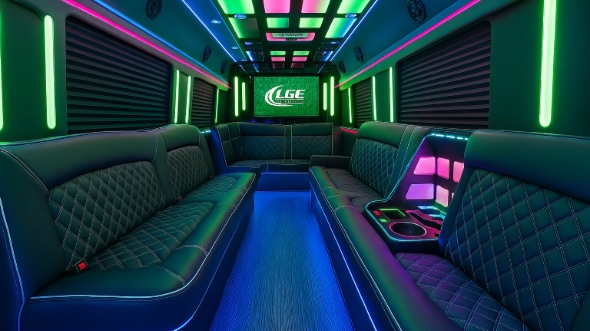 Interior of Santa Clarita Party Bus Company's 28 Passenger Party Bus in Santa Clarita