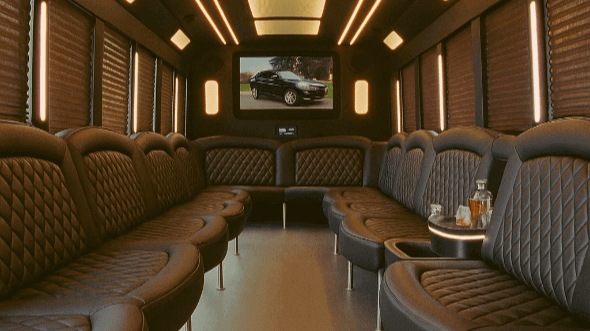 Interior of Santa Clarita Party Bus Company's 40 Passenger Party Bus in Santa Clarita