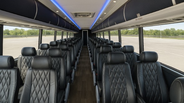 Interior of Simi Valley Party Bus Company's 54 Passenger Charter Bus in Simi Valley