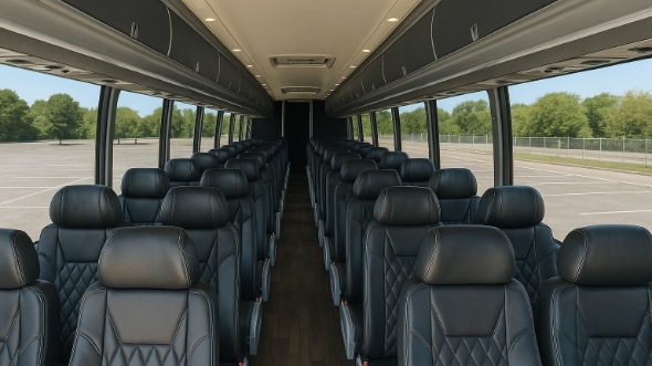 Interior of Simi Valley Party Bus Company's 56 Passenger Charter Bus in Simi Valley