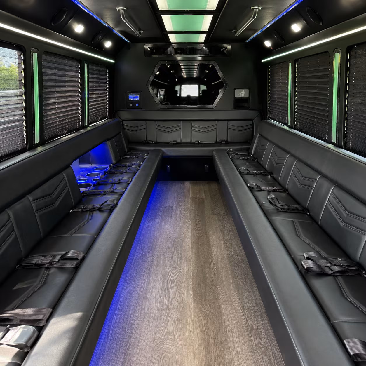 Group beside a Mercedes Sprinter limo in Simi Valley