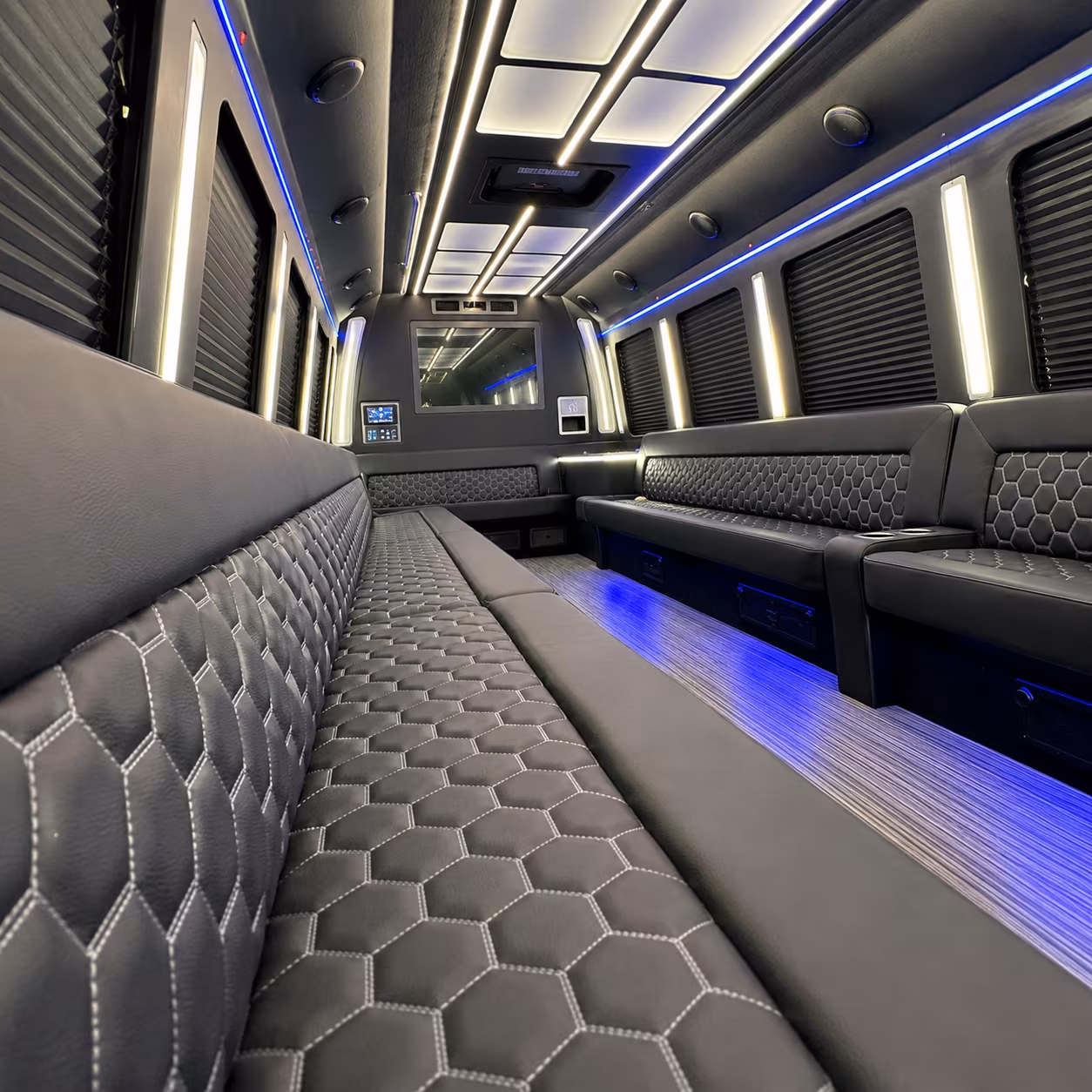 Interior of a party bus rental serving Simi Valley